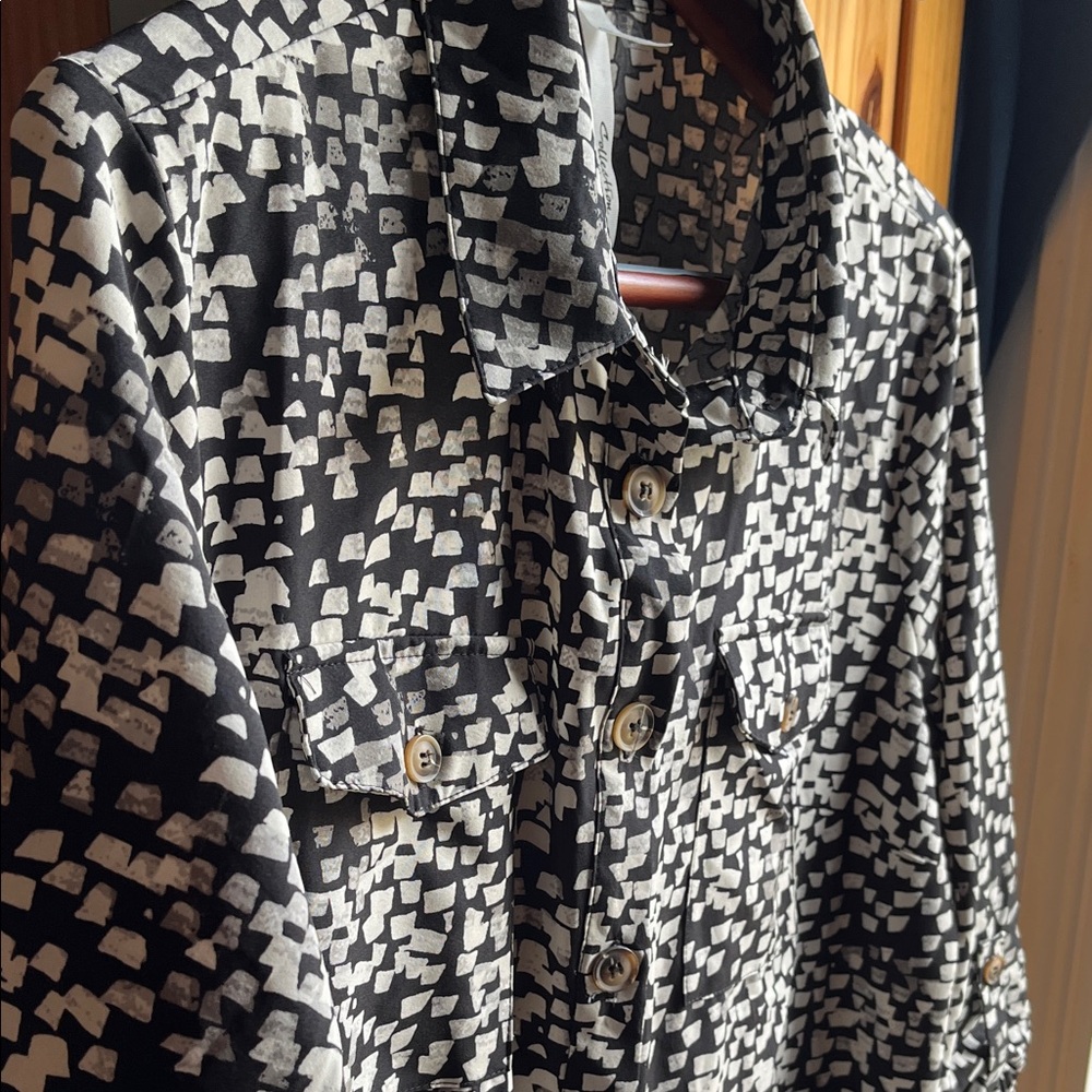 Shirt dress Black and White and grey Patterned